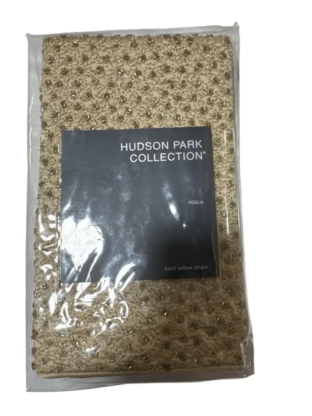NWT Hudson Park Collection Foglia Pillow Sham Gold Size Euro